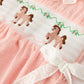 Western Horse Embroidery Girls Romper Lace Petals Collar Puff Sleeve