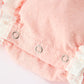 Western Horse Embroidery Girls Romper Lace Petals Collar Puff Sleeve