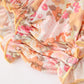 Peach Bow Smocked Floral Baby Bubble