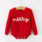 Red Christmas Girls “merry” Knit Baby Romper