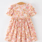 Peach Bow Smocked Floral Girl Dress