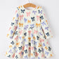 Halloween Bow Girls Dress Long Sleeve Twirl Dress