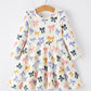 Halloween Bow Girls Dress Long Sleeve Twirl Dress
