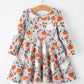 Halloween Pumpkin Ghost Girls Dress Long Sleeve Twirl Dress