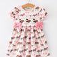 Western Horse Smocked Girls Dress Bow Ruffle Short Sleeve