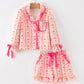 Halloween Thanksgiving Pumpkin Bow Girls Pajama Set