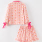 Halloween Thanksgiving Pumpkin Bow Girls Pajama Set