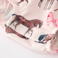 Western Horse Smocked Girls Romper Bow Ruffle Short Sleeve