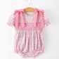 Pink Bow Smocked Floral Baby Bubble