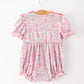 Pink Bow Smocked Floral Baby Bubble