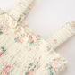 Muslin Summer Floral Print Smocked Baby Girl Romper Set Hat