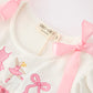 Fall Pink Ballet Embroidery Bow Polka Dot Dress
