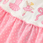 Fall Pink Ballet Embroidery Bow Polka Dot Dress