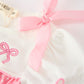 Fall Pink Ballet Embroidery Bow Bubble Romper