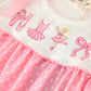 Fall Pink Ballet Embroidery Bow Bubble Romper
