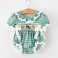 Western Plaid Horse Embroidered Girl Bubble Romper