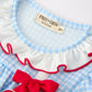 Christmas Santa Bow Plaid Girls Bubble Romper