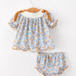 Fall Floral Smocked Girls Bloomer Set