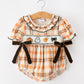 Halloween Plaid Smocked Baby Bubble Romper