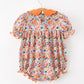 Fall Floral Smocked Petals Collar Girls Bubble Romper