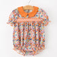 Fall Floral Smocked Petals Collar Girls Bubble Romper