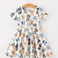 Dog Print Girls Short Sleeve Twirl Dress