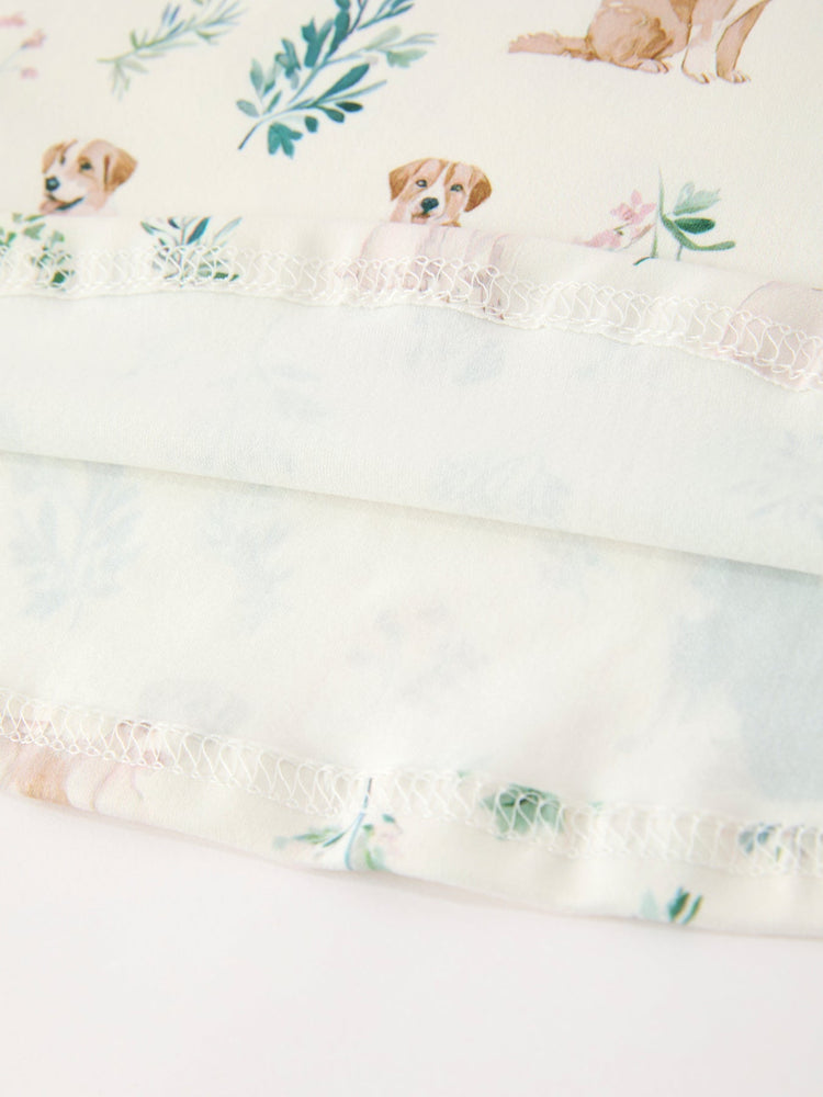 Puppy Floral Twirl Girls Dress