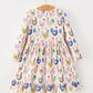 Fall Farm Chicken Print Girls Ruffle Hem Twirl Dress