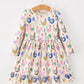 Fall Farm Chicken Print Girls Ruffle Hem Twirl Dress
