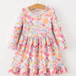 Fall Butterfly Floral Print Girls Ruffle Hem Twirl Dress