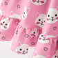 Fall Cat Print Girls Ruffle Hem Twirl Dress