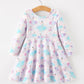 Fall Watercolor Ballet Girls Long Sleeve Twirl Dress