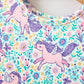 Unicorn Floral Print Girls Short Sleeve Twirl Dress