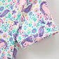 Unicorn Floral Print Girls Short Sleeve Twirl Dress