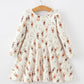 Halloween Ghost Floral Bow Girls Long Sleeve Twirl Dress