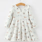 Fall Plaid Dog Print Girls Long Sleeve Twirl Dress