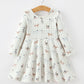 Fall Plaid Dog Print Girls Long Sleeve Twirl Dress