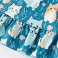Fall Cat Print Girls Long Sleeve Ruffle Hem Dress