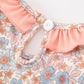 Fall Floral Girls Dress Smocked Ruffle Neck Bow