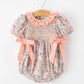 Fall Floral Baby Romper Smocked Ruffle Neck Bow