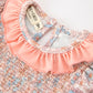 Fall Floral Baby Romper Smocked Ruffle Neck Bow