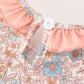 Fall Floral Baby Romper Smocked Ruffle Neck Bow