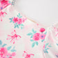 Fall Pink Floral Puff Sleeve Girls Dress