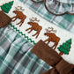 Plaid Moose Smocked Baby Girl Bubble Romper