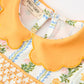 Fall Smocked Floral & Stripe Baby Girl Dress with Scallop Collar