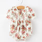 Fall Garden Baby Romper Smocked Petal Collar Bow
