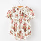 Fall Garden Baby Romper Smocked Petal Collar Bow