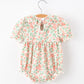 Fall Blush Floral Baby Romper Smocked Petal Collar