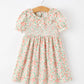 Fall Blush Floral Girls Dress Smocked Petal Collar