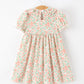 Fall Blush Floral Girls Dress Smocked Petal Collar